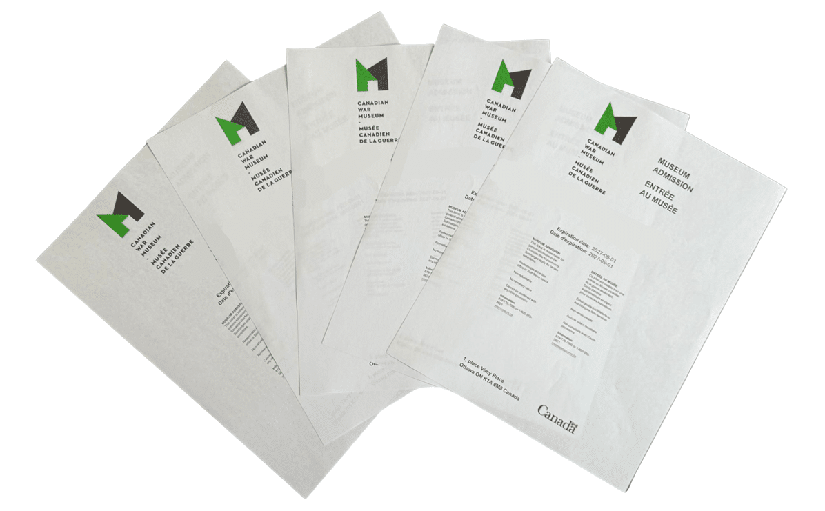 5X Passes to the Canadian War Museum