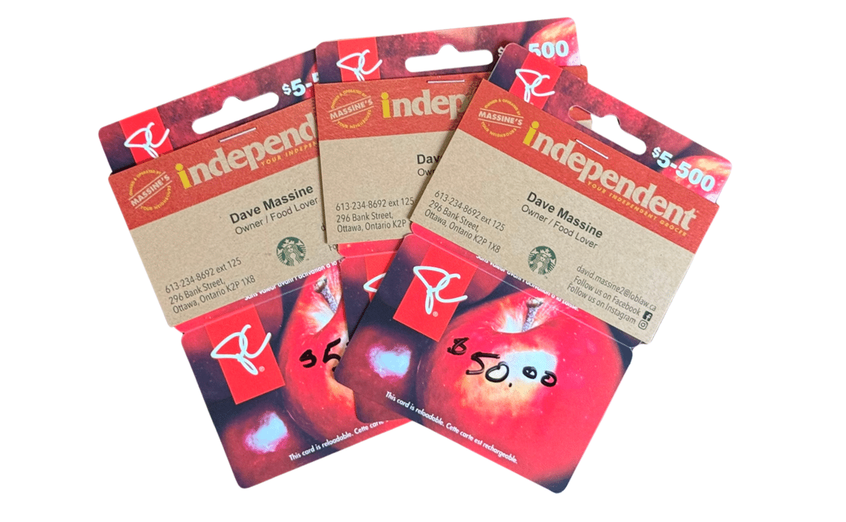 3X $50 Massine’s Independent Grocer Gift Cards